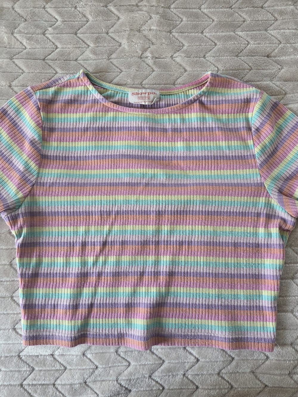 Showpo. Pastel Rainbow Ribbed Stripe Baby Tee
